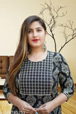 Multicolor printed cotton kurta and palazzo set for party, wedding, office, casual wear. Three-quarter sleeves, round neck, ankle length
