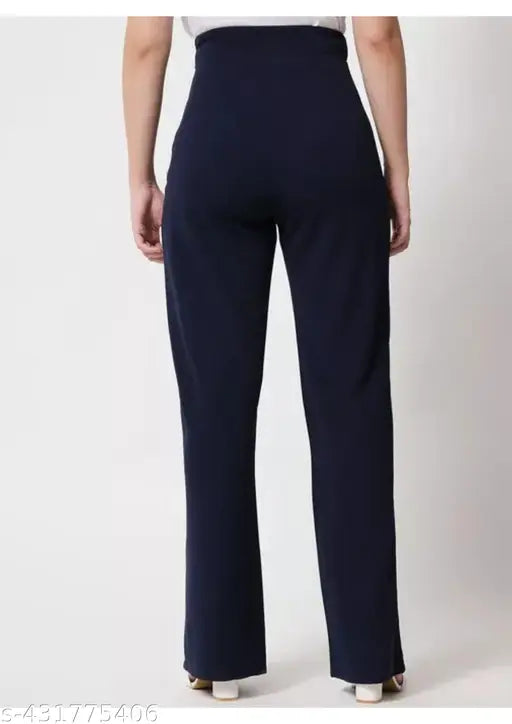 Trendy solid cotton blend high-waisted bell bottom palazzo pants combo (S-XXL) - Adaptable, comfortable, and stylish women's wear from India