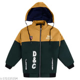 Boys' quilted bomber jacket with hood and drawstring