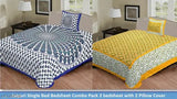 Fine cotton Jaipuri bedsheet combo pack, includes 2 bedsheets & 2 pillow covers. Quality Indian textiles for home