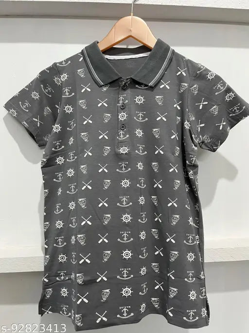 Printed cotton short sleeve T-shirt, vibrant design, size M, Indian origin