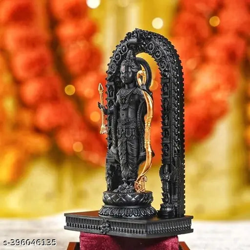 Black 3D Printed UV Resin Ram Lalla Miniature Statue, 6 inches tall - Hindu deity for home decor from Ayodhya