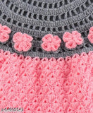 Woolen embroidered net frock for toddlers, sleeveless and vibrant, India origin