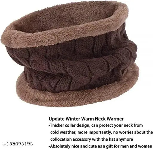 Winter wool beanie, skull design, neck warmer, knitted, unisex