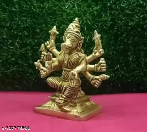 Brass 8-handed Varahi Amman god idol, small size, Indian origin