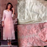 Embroidery work rayon kurta set with pants, three-quarter sleeves, vibrant Indian traditional clothing