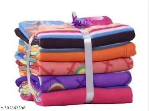 Multicolor soft touch fleece AC blankets, lightweight and warm for single beds with floral print - pack of 5