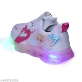 Synthetic LED shoes for girls, embellished design, lace-up net, various sizes from 9-12 months to 5-5.5 years, Chinese origin