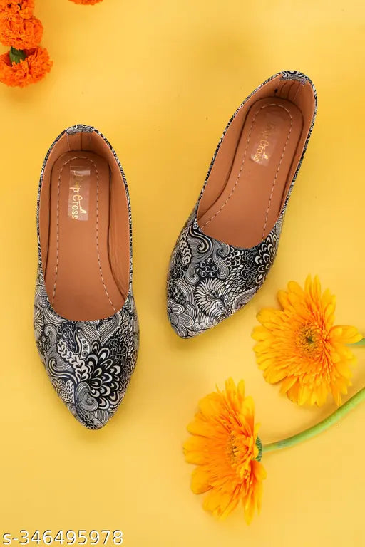 Synthetic animal print ballerinas for women's party wear - Drip Cross Bellie Shoes