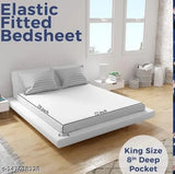 Glace cotton checked double king bedsheets with elastic trim, perfect for summer. Fits up to 8-inch mattress height