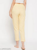 Yellow rayon cotton straight pyjama, full length, women's
