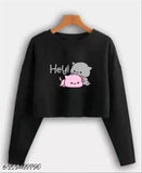 Black cotton blend crop top combo pack (2 pieces), printed with bold, beautiful patterns, ideal for summer vacations