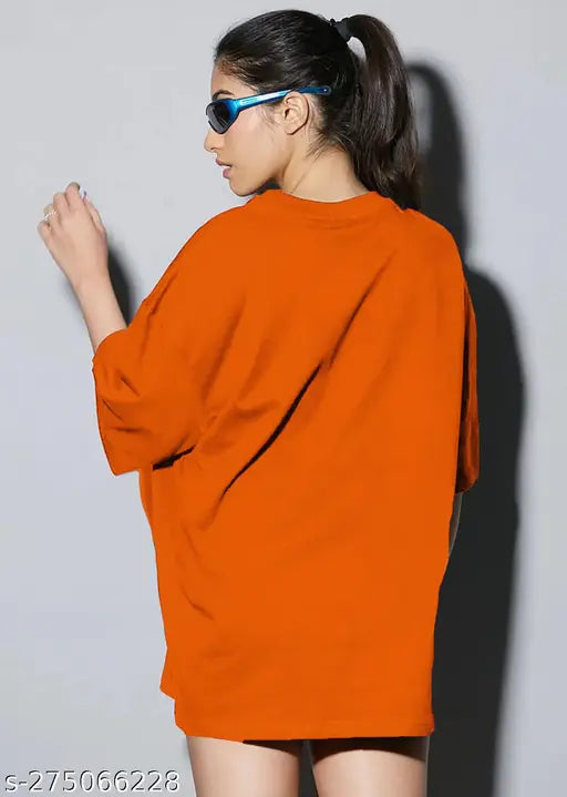 Trond Women Oversized Cottonblend Half Sleeve Drop Shoulder T-shirt | Plus Size Also Available
