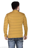 Woolen men's striped long sleeve t-shirt, comfortable for travel during winter, made in India