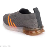 Neon orange and gray kids' LED light dancing shoes, Velcro straps