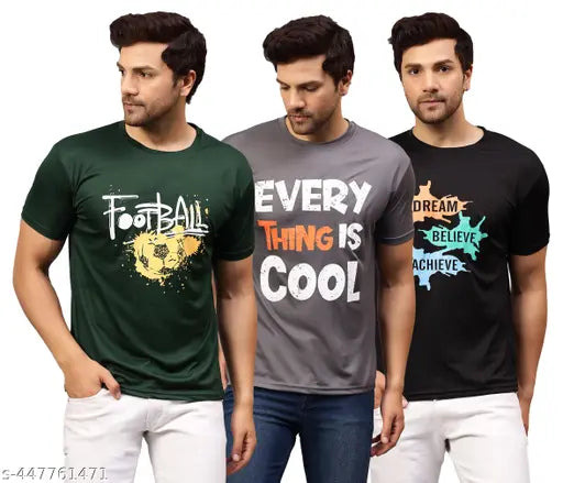 Urbane Sensational Fashionable Men Dri-Fit Printed Active Tshirts Combo of 3