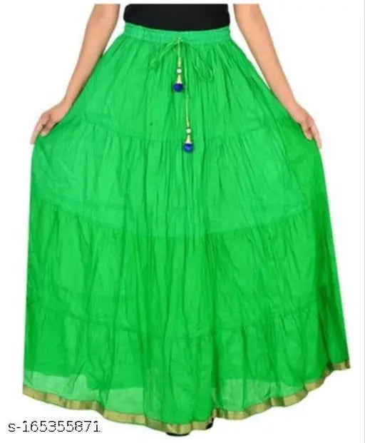 Green sari skirt, traditional Indian wear with lace trim and tassel detailing