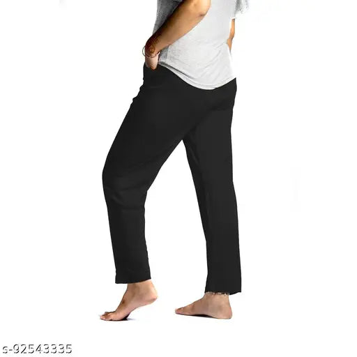 Soft cotton women's lounge wear plain pyjama, size stretches XXXL, side pockets