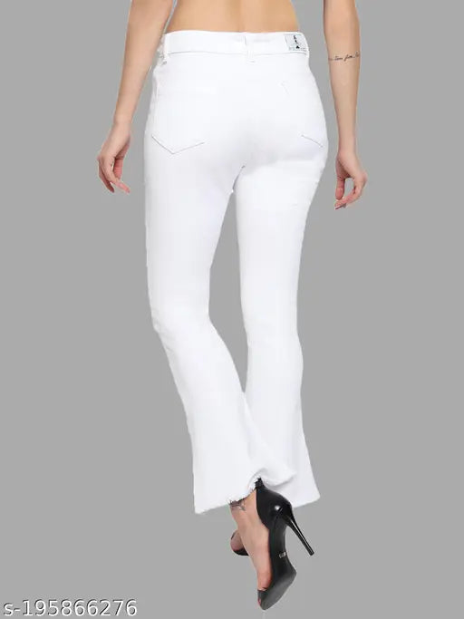 Live OK Bell Bottom Women's Denim Jeans: Stretchable, machine washable, ankle length denim - India