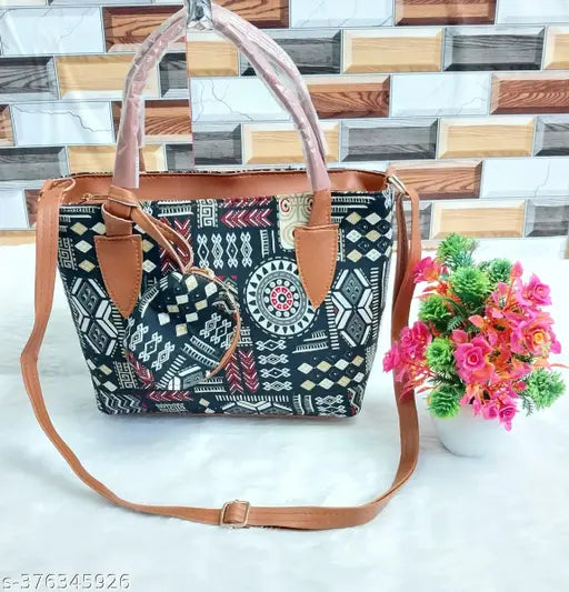 Women's fashionable black sling bag with handcrafted exquisite detail, high-quality cotton fabric, designed for parties, weddings, and everyday elegance