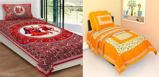 Cotton R dandiya and lemon mugal pillow covers, pack of 2, single size (100x63), made in India