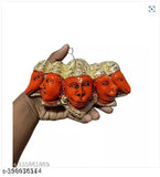 Vintage Poly Resin Panchmukhi Hanuman Murti, 6-inch Indian sculpture for home temple or office decor, intricately detailed idol symbolizing strength and spiritual significance
