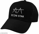 Black baseball cap with white lettering reading 'AA Icon star