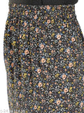 Crepe floral print skirt with side slit and frill