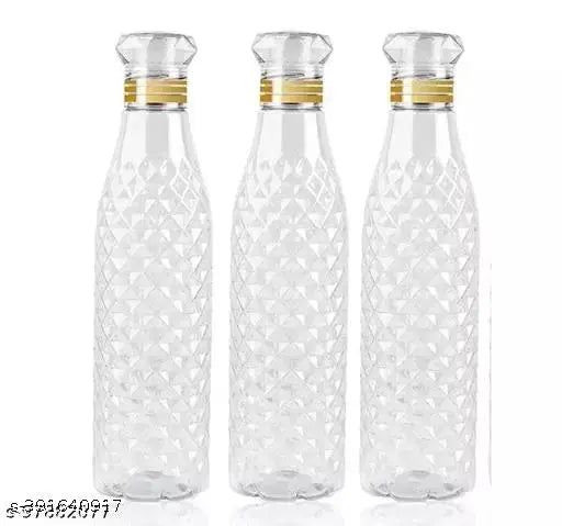 1000ML plastic crystal water bottles, pack of 3 - elegant design, ideal for daily hydration, Indian-made