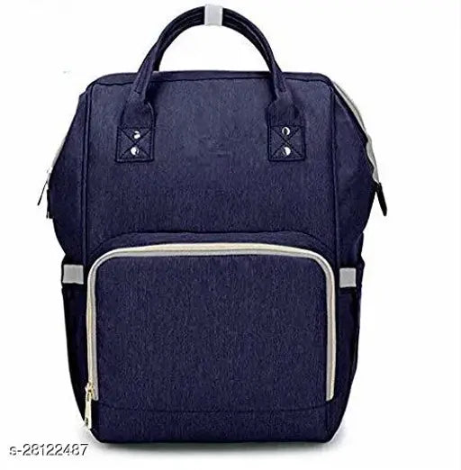 Navy polyester organizer backpack for newborn baby travel, spacious compartments for essentials like bottles, diapers, and clothes