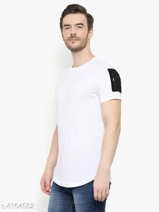 Mens casual cotton t-shirt, short sleeves, solid color, size M - Made in India (M: Chest 38in, Len 17in)