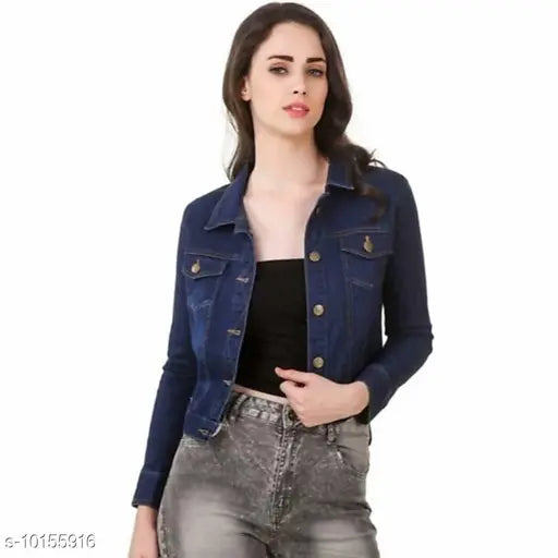 New Style Solid Denim Jacket for Women - Long sleeves, S-XL sizes, made in India