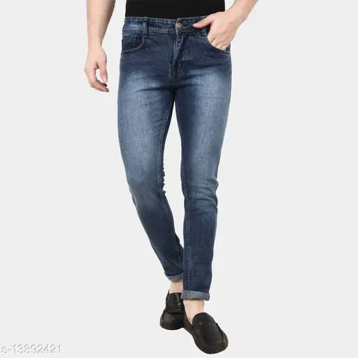 Stylish branded men's cotton blend jeans, dyed/washed in various sizes: 28, 30, 32, 34, 36 (28:28in/40in/32in, 30:30in/40in/34in, etc.)