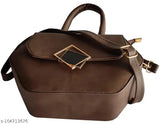 Lightweight sling bag, brown leather with a shoulder strap and handheld handle