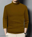 Wool high-neck sweaters for men, self-design net pattern, sizes S-XL