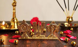 Gold plated brass Shankh Chakra Namah showpiece, Indian god idol, 10cm x 4.5cm x 1.5cm