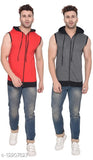 Sleeveless solid red Geum men's t-shirts, vibrant color on display