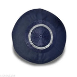 Cotton traditional Islamic prayer cap, embellished with full blue topi on white lining. Authentic design for men, comfortable, easy to maintain, washable, and fancy textured with cross line (silai). Original condition, undamaged, without stains, scratches, tears or holes. Quality product at a cheap rate. Measure size before ordering. Country of Origin: India