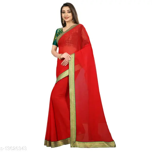 Anand Chiffon saree with jacquard blouse piece, vibrant Indian traditional wear in free size
