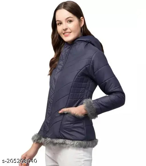 Polyester women's full-sleeve solid jacket, long sleeve fashion essential for women, size S (bust 34in, length 26in), made in India