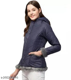 Polyester women's full-sleeve solid jacket, long sleeve fashion essential for women, size S (bust 34in, length 26in), made in India