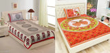 Attractive Jaipuri printed cotton single bedsheet with 2 pillow covers, 160 thread count, India origin
