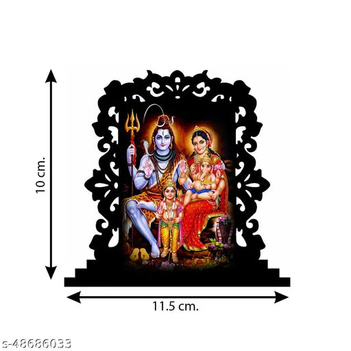 Multicolor acrylic Shiva murti statue, perfect for car dashboard, home decor, office, or study table. Ideal spiritual gift item from Dharm Exports (10 cm x 11.5 cm x 2.5 cm)