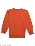 Rust Printed Round Neck Cotton Fleece Sweatshirt for Boys