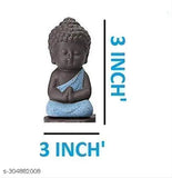 Blue resin baby Buddha statue, antique design with detailed handwork by Indian artists, measures 10cm x 10cm x 10cm (LWH). Fragile, clean with dry or moist cloths