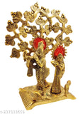 Metal Radha Krishna idol, Indian-made, under big tree chapta at 22cm