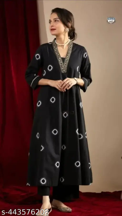 Rayon kurta pant set for women & girls, three-quarter sleeve solid color Indian fashion wear on hanger