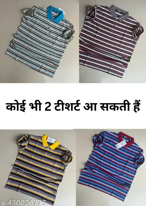Cotton collar T-shirts (L, XL, XXL) with pocket - Combo pack for men, Indian origin
