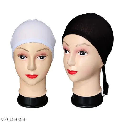 Black cotton hijab cap with underscarf headwrap