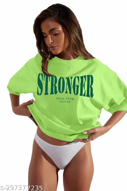 Yellow cotton blend womens half sleeve t-shirt, oversized fit